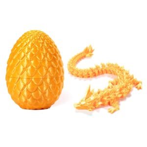 3D Printed Dragon Eggs with Dragon Inside, Home Office Decor Executive Desk Toys, Adults Fidget Toys Silk Gold